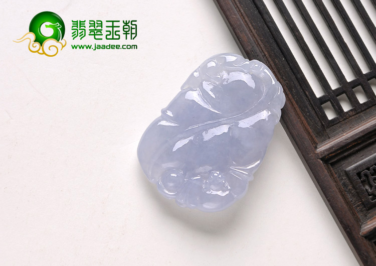糯冰种淡紫罗兰缅甸翡翠A货大业有福挂件