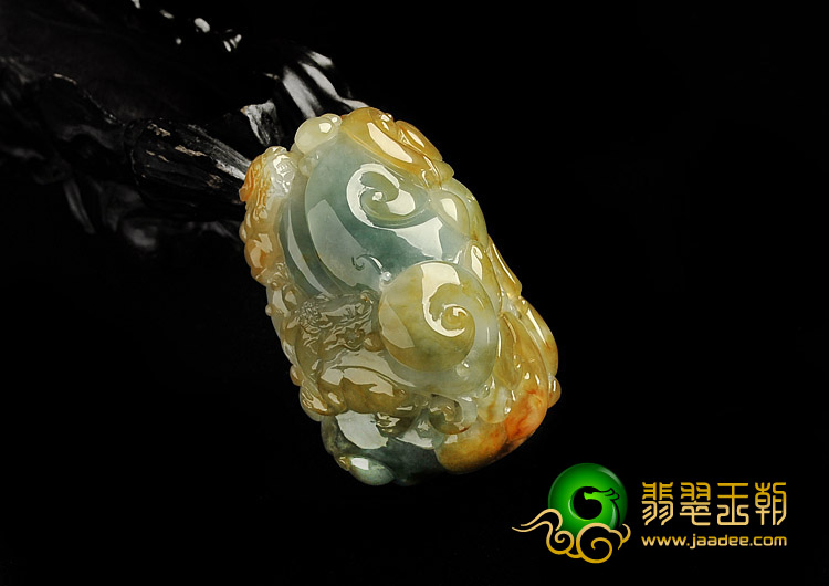 糯冰种黄翡缅甸翡翠A货事事如意挂件