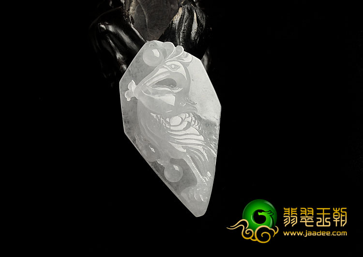 冰种无色缅甸翡翠A货一路连科挂件