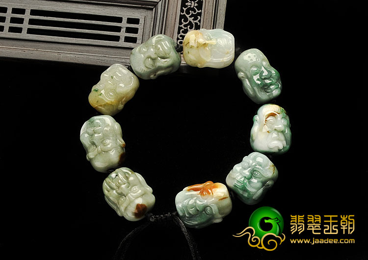 细糯种晴水黄翡缅甸翡翠A货罗汉头手链