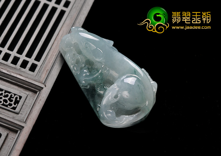糯冰种飘花缅甸翡翠A货五鼠运财挂件