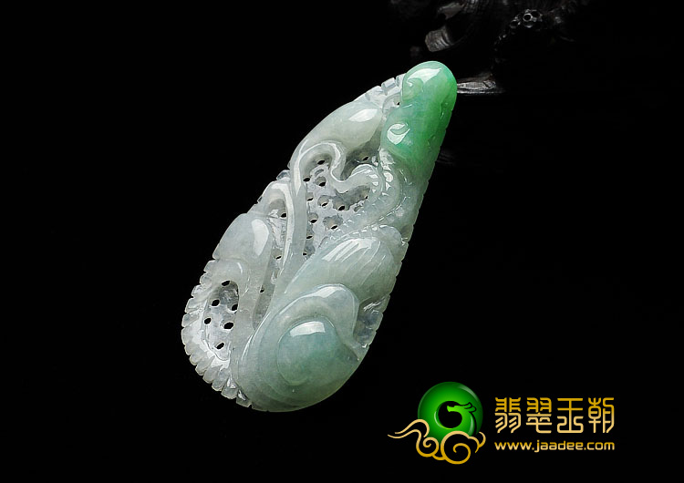 糯冰种飘翠缅甸翡翠A货花牌挂件