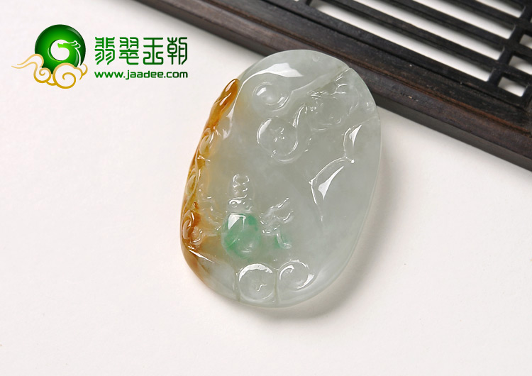糯冰种三彩缅甸翡翠A货富甲天下挂件