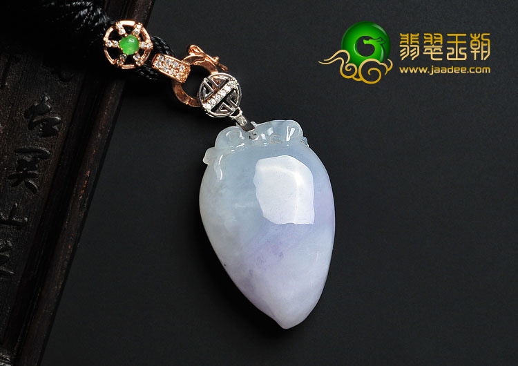 糯冰种紫罗兰缅甸翡翠A货寿桃挂件