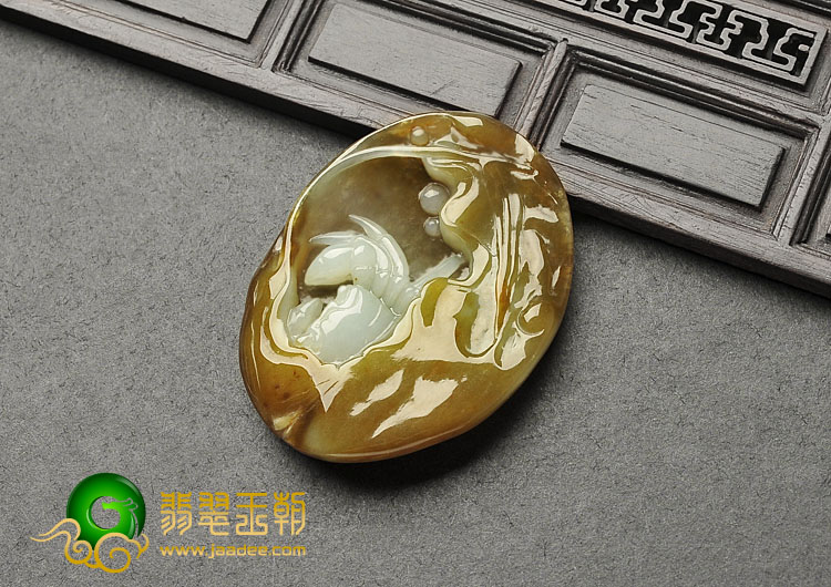 糯冰种褐黄翡缅甸翡翠A货节节高挂件