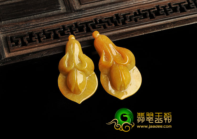 细糯种黄翡缅甸翡翠A货玉兰花挂件（一对）