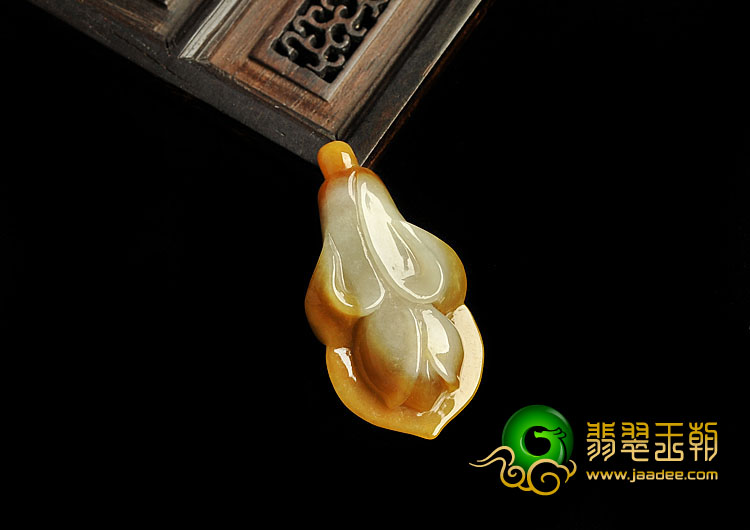 糯冰种褐黄翡缅甸翡翠A货玉兰花挂件