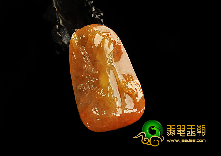 冰种红黄翡缅甸翡翠A货高山流水挂件