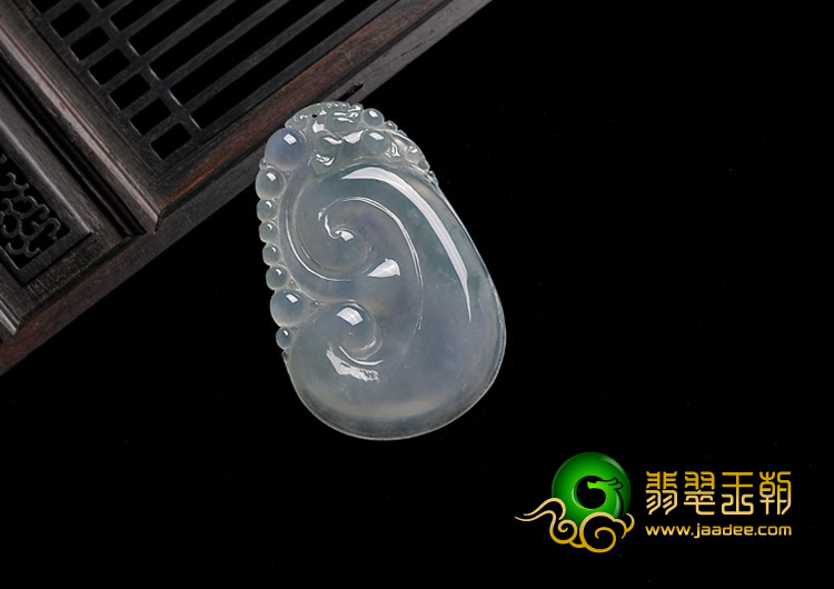 冰种飘花缅甸翡翠A货如意寿挂件