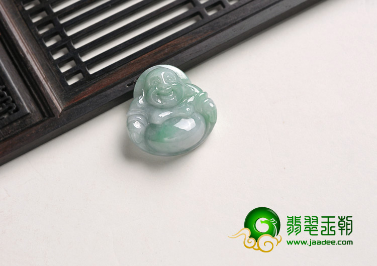 糯冰种翠色缅甸翡翠A货玉佛挂件