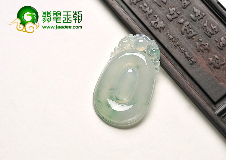 冰种飘花缅甸翡翠A货福在眼前挂件