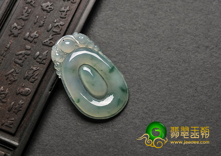 冰种飘花缅甸翡翠A货福在眼前挂件