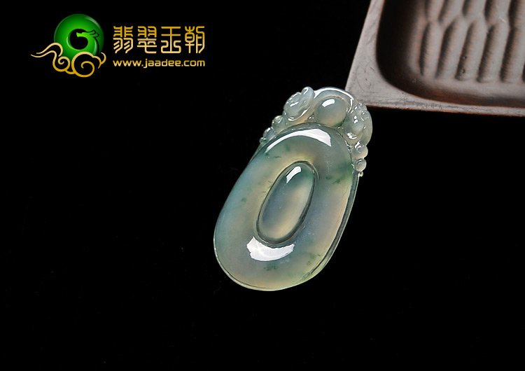 冰种飘花缅甸翡翠A货福在眼前挂件
