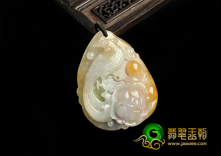 feicui糯冰种三彩缅甸翡翠A货鸟语花香挂件