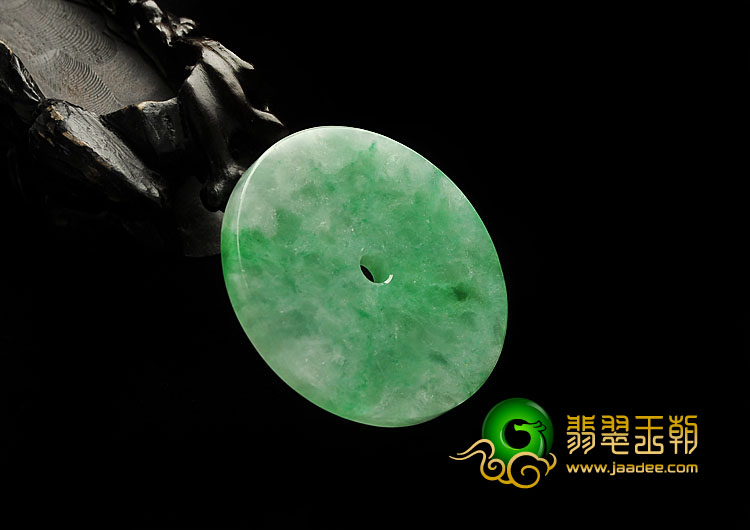 冰种翠色缅甸翡翠A货平安扣挂件