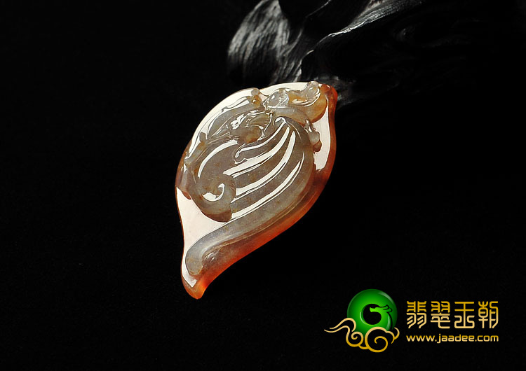 冰种红黄翡缅甸翡翠A货龙头挂件