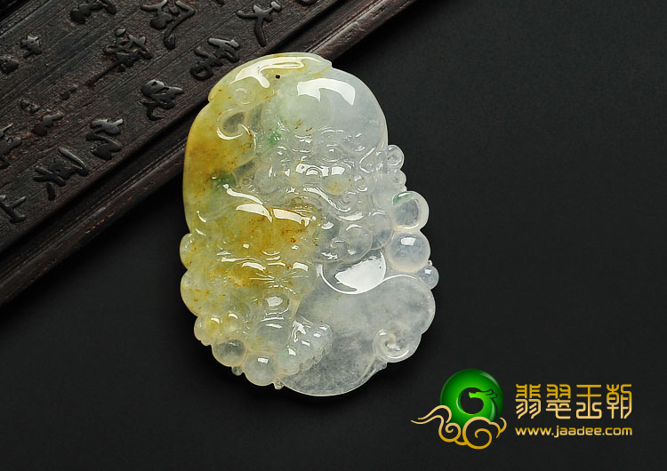 冰种黄翡缅甸翡翠A货达摩挂件