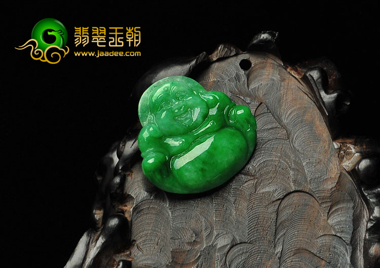 糯冰种阳绿缅甸翡翠A货玉佛（未镶嵌）