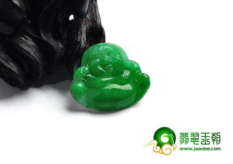 糯冰种阳绿缅甸翡翠A货玉佛（未镶嵌）