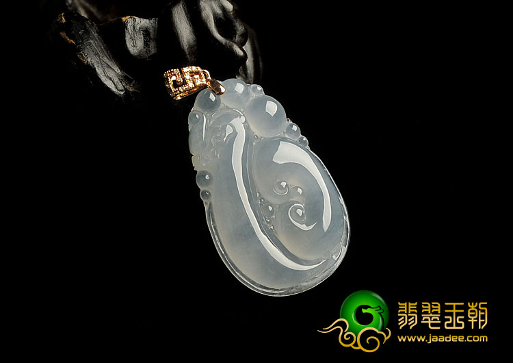 (超值推荐)冰种紫罗兰缅甸翡翠A货镶金扣龙如意挂件（真钻）