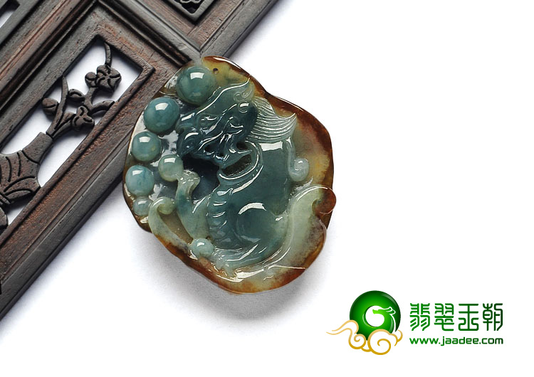 糯冰种晴水褐红黄翡缅甸翡翠A货仿古龙挂件