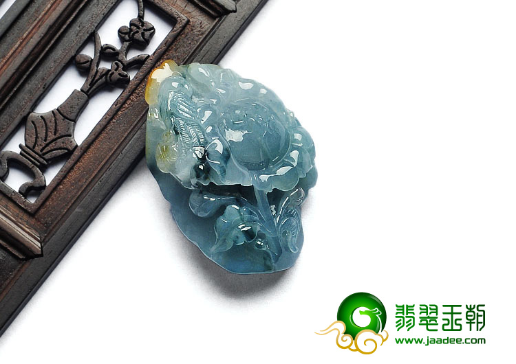 糯冰种飘花缅甸翡翠A货花开富贵挂件