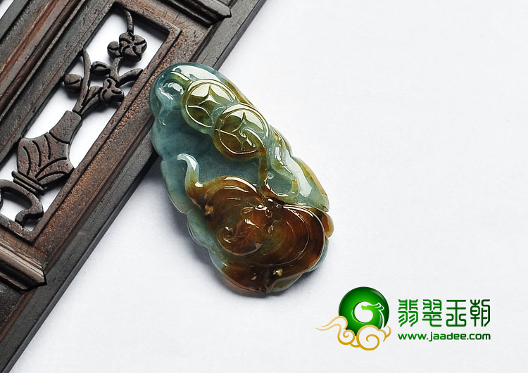 糯冰种晴水褐黄翡缅甸翡翠A货吉祥如意挂件