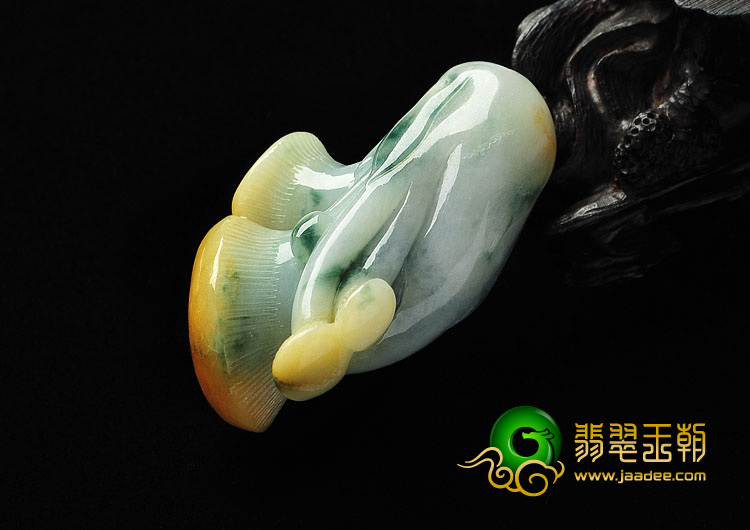 糯冰种飘花黄翡缅甸翡翠A货蘑菇挂件