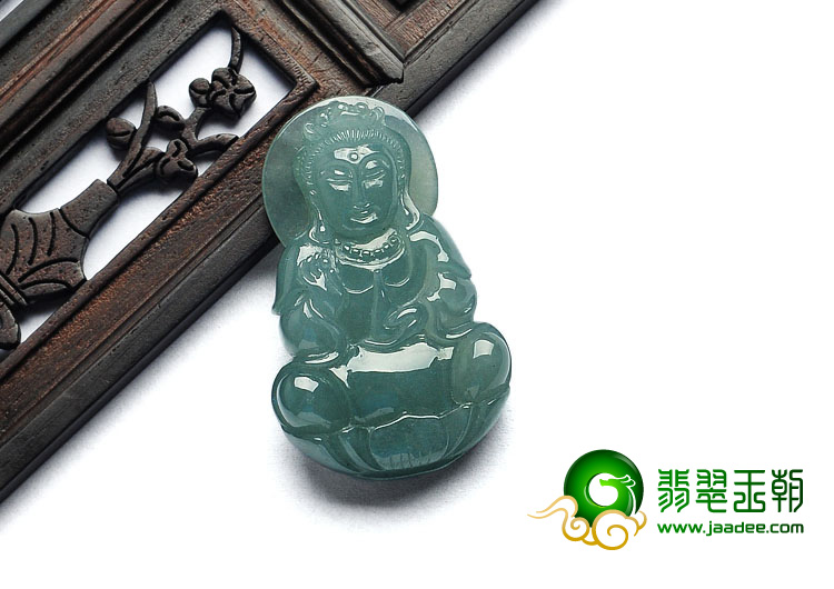糯冰种晴水缅甸翡翠A货观音挂件
