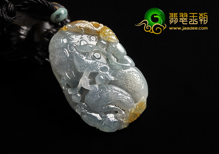 冰种晴水带黄翡缅甸翡翠A货一路连科挂件