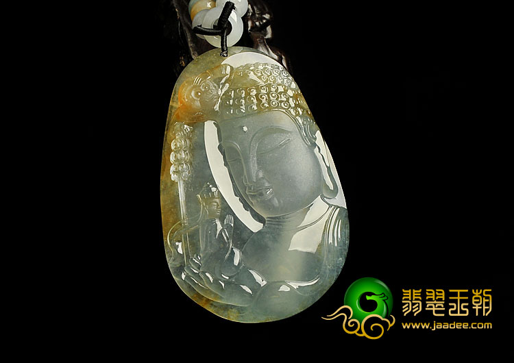 冰玻种淡黄翡缅甸翡翠A货修成正果挂件