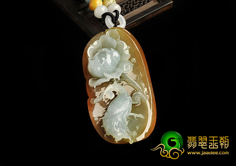 糯冰种红黄翡缅甸翡翠A货一路连科挂件