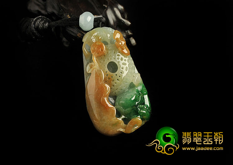 糯冰种三彩缅甸翡翠A货腰缠万贯挂件