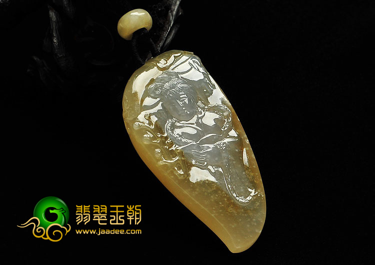 (超值推荐)冰种黄翡缅甸翡翠A货踏雪寻梅挂件