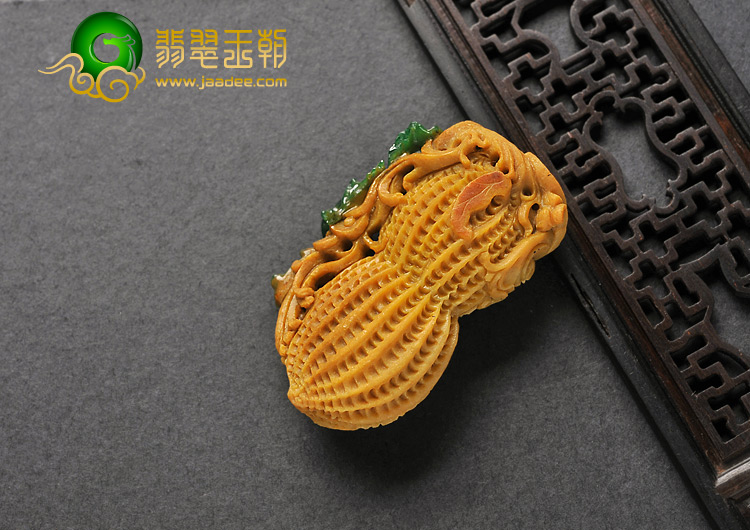细糯种黄加绿缅甸翡翠A货生意兴隆挂件