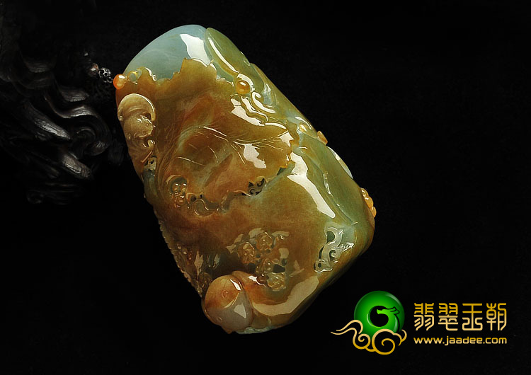 糯冰种褐黄翡缅甸翡翠A货飞龙在天手玩件