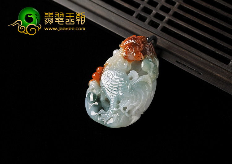 feicui糯冰种褐红翡飘花缅甸翡翠A货官上加官挂件