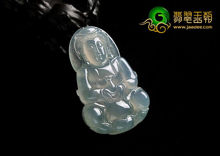 冰种晴水缅甸翡翠A货观音挂件