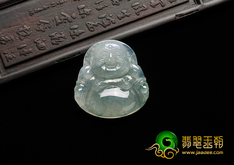 冰种晴水略飘花缅甸翡翠A货玉佛挂件