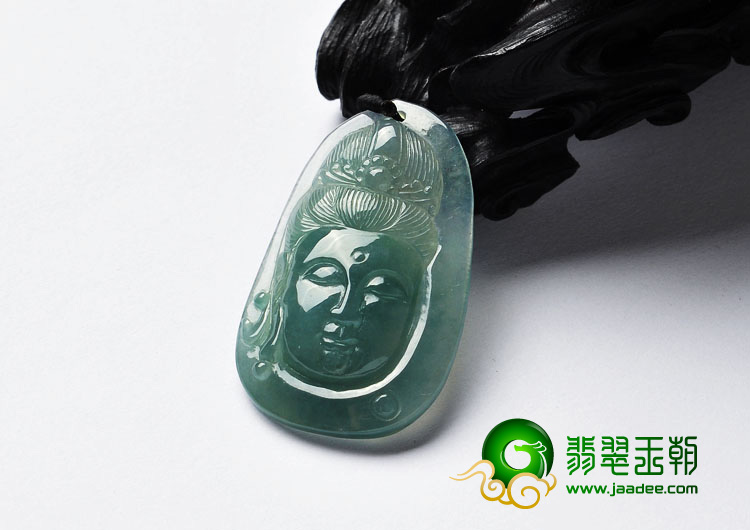 冰种晴水缅甸翡翠A货观音头挂件