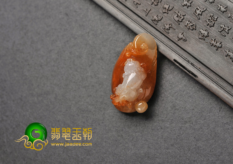 冰种红黄翡缅甸翡翠A货貔貅如意挂件