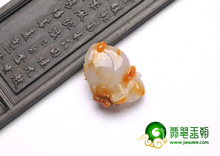 糯冰种红黄翡缅甸翡翠A货寿桃挂件