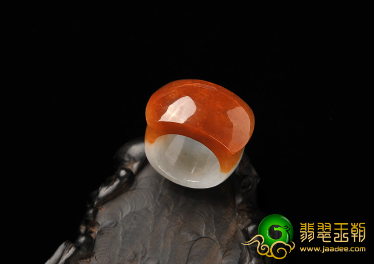 糯冰种红黄翡缅甸翡翠A货马鞍戒