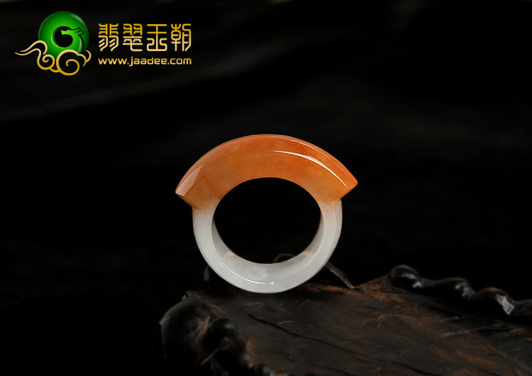 糯冰种红黄翡缅甸翡翠A货马鞍戒