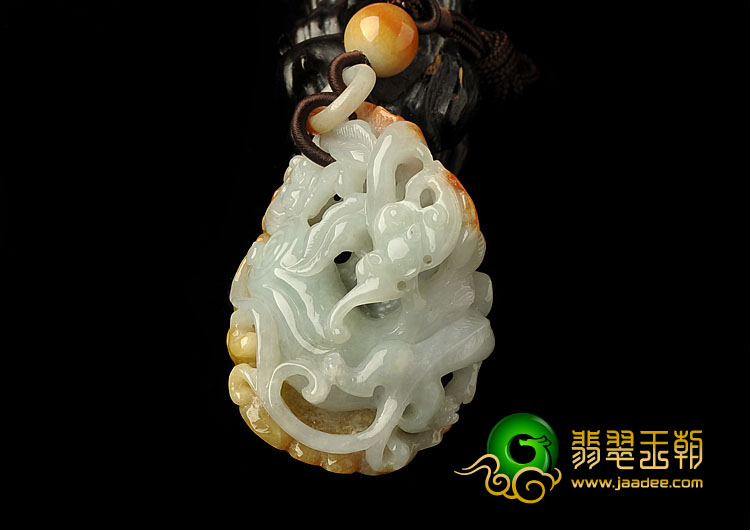 糯冰种红黄翡缅甸翡翠A货福龙手玩件