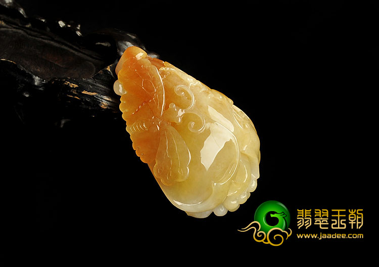 糯冰种黄翡缅甸翡翠A货玉兰花挂件