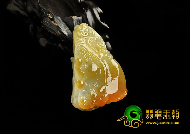 糯冰种黄翡缅甸翡翠A货龙头鱼挂件
