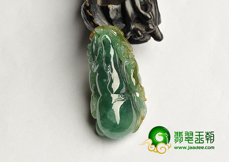 糯冰种晴水褐黄翡缅甸翡翠A货福禄寿挂件