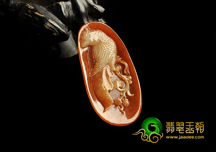 糯冰种红黄翡缅甸翡翠A货鸟语花香挂件