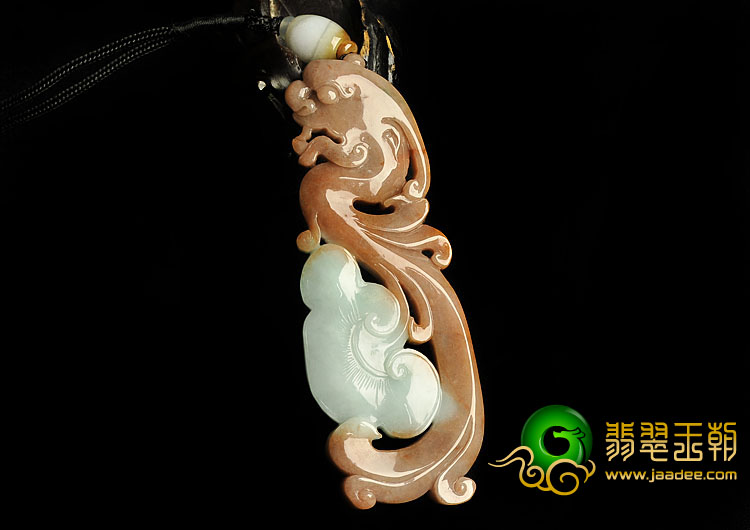 细糯种褐红翡缅甸翡翠A货仿古龙挂件